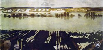 Копейко Юрий Васильевич. Разлив на Оке. Холст, масло. 1977. Собрание семьи художника.