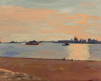 Адель Элсоп. Река Гудзон. Холст, масло. 121,9х152,4. 1980. Частное собрание.