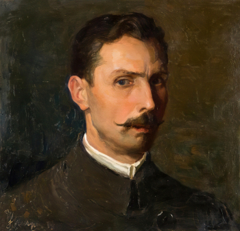 Пичугин Сергей Иванович. Автопортрет. Картон, масло. 45х47. 1924. Вятский художественный музей имени В.М. и А.М.Васнецовых.