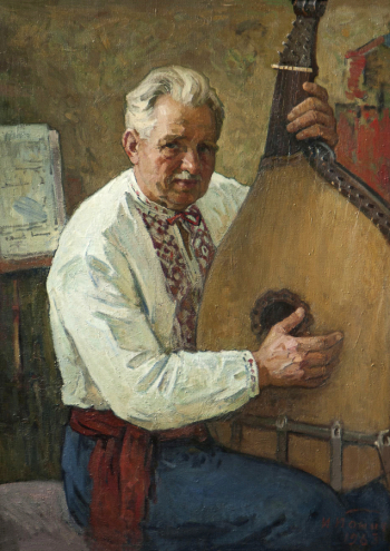 Панич Игорь Васильевич. Бандурист Х.С.Ганжа. Холст, масло. 107х78. 1963. Луганский республиканский художественный музей.