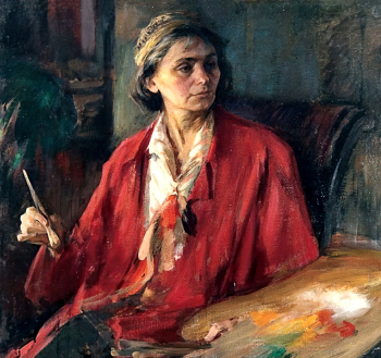 Беньков Павел Петрович. Портрет художницы З.М.Ковалевской. Холст, масло. 93х93. 1945. Государственный музей искусств Узбекистана.