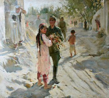 Ковалевская Зинаида Михайловна. Возвращайся с победой! Холст, масло. 135х150. 1942. Художественный музей имени Махарбека Туганова.