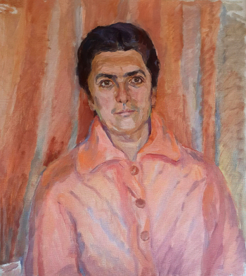 Ваулина Ольга Петровна.  Женщина в розовом. Холст, масло. 57х50. 1960-е. Государственный Русский музей.