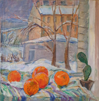 Ваулина Ольга Петровна. Апельсины. Холст, масло. 53х53. 1950-е. Государственный Русский музей.