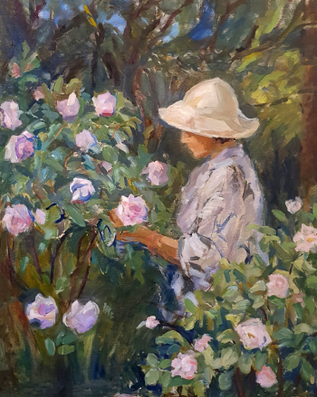 Ваулина Ольга Петровна. В саду. Холст, масло. 80х64,5. Конец 1930-х. Государственный Русский музей.