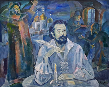 Коростелёв Пётр Гурьевич. Мусоргский М.П. Холст, масло, темпера. 100х125. 1989. Всероссийский музей А.С.Пушкина.