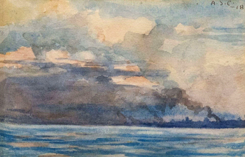 Альфред Джозеф Кассон. Озеро Онтарио. Бумага, акварель. 11,4х17,7. 1918. Частное собрание.