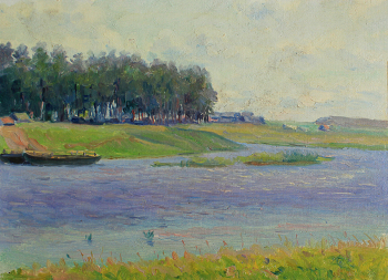 Аветов Михаил Никитич (Микаэл Мкртичевич). Берег реки. Картон, масло. 16,3х22,3. 20 век. Таганрогский художественный музей.