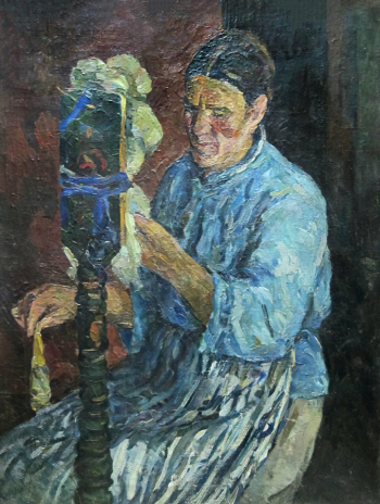 Стеньшинский Иван Сергеевич. Прялка. Холст, масло. 93х70. 1929. Удмуртский республиканский музей изобразительных искусств имени А.П.Холмогорова.