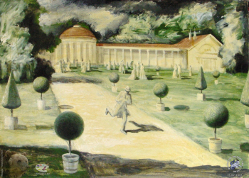 Кусакова Людмила Михайловна. Фильм `26 дней из жизни Достоевского`. Место действия Игрока. Смешанная техника. 60х70. Авторское собрание.