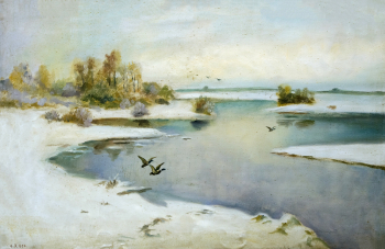 Варсонофьев Сергей Сергеевич. У пруда. Холст, масло. 57х88. 1958. Музей-усадьба А.М.Герасимова.