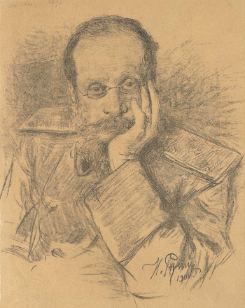 Репин Илья Ефимович. Портрет Ц.А.Кюи. Бумага, литография. 26,5х21. 1900. Государственный мемориальный музыкальный музей-заповедник П.И.Чайковского.