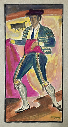 Стороженко Сергей Алексеевич. Тореадор. Бумага, акварель, карандаш. 30,5х15. 1920-е. Государственный центральный театральный музей имени А.А.Бахрушина.