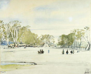 Гагарин Григорий Григорьевич. Торговая площадь в Елизаветполе. Бумага, акварель. 23х27,8. 1842. Государственный Русский музей.