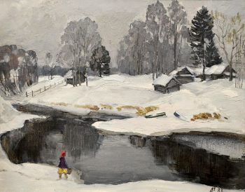 Абрамов Анатолий Антонович. Первый снег. Холст, масло. 40х50. 1983. Курганский областной художественный музей имени Г.А.Травникова.