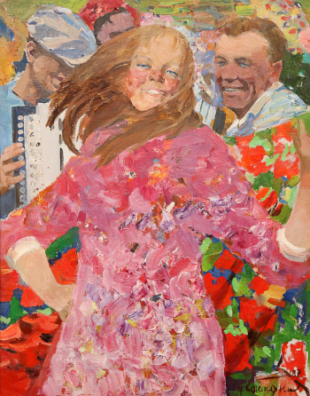 Баскаков Николай Николаевич. Озорные частушки. Холст, масло. 90х71. 1987. Государственный музей изобразительных искусств Республики Ингушетия.