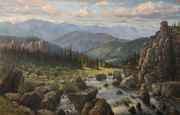 Слюсарев Иван Кириллович. Горная речка. Южный Урал. Холст, масло. 125,5х194. 1946. Нижнетагильский музей изобразительных искусств.