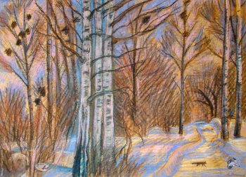 Пискарёва Анна Николаевна. Весенний мотив. Бумага, пастель. 57х42. 1981. Собрание семьи художницы.
