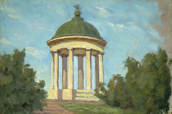 Корабельников Александр Алексеевич. Пятигорск. Эолова Арфа. Картон, масло. 24,2х36,2. 1962. Государственный Лермонтовский музей-заповедник Тарханы.