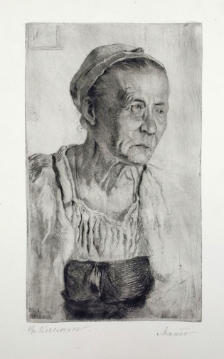 Клемм (Гринберг-Самуильсон) Екатерина Филипповна. Мать. Бумага, офорт. 19,5х11,3. 1928. Пермская государственная художественная галерея.