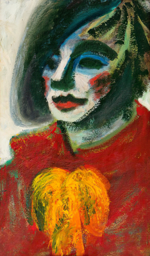 Голицына Клара Николаевна. Портрет в берете. Оргалит, масло. 60х36. 1985-1990. Ярославский художественный музей.