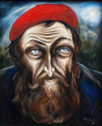 Лысяков Александр Андреевич. Портрет Е.Малахина в красном берете. Холст, масло. 49,5х40. 1976. Екатеринбургский музей изобразительных искусств.