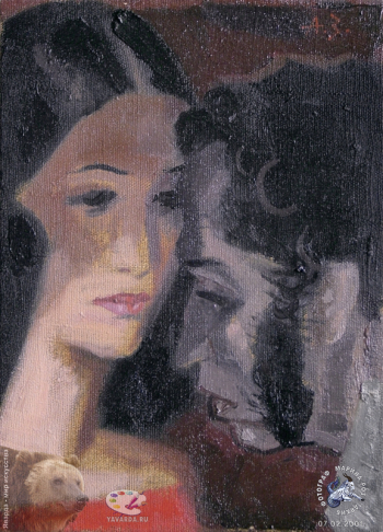 Зыков Анатолий Иванович. Мадонна. Из цикла `Сквозь штормы судьбы. Пушкин`. Холст, масло. 33,5х25. 1994. Авторское собрание.