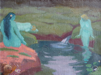 Зыков Анатолий Иванович. У омута. Холст, масло. 27,5х38. 1994. Авторское собрание.