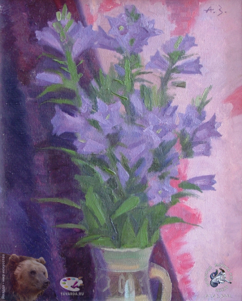 Зыков Анатолий Иванович. Колокольчики. Холст, масло. 55х40,5. 1992. Авторское собрание.