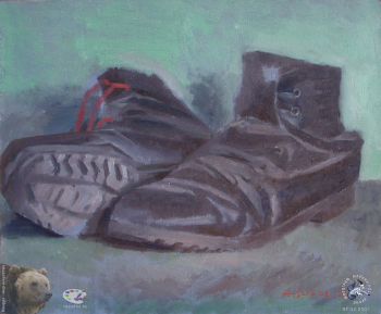Зыков Анатолий Иванович. Башмаки. Холст, масло. 40,5х51. 1992. Авторское собрание.