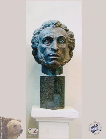 Чернов Юрий Львович. Портрет А.С.Пушкина. Бронза. 78х28х35. 2001. Государственный литературно-мемориальный музей-заповедник А.П.Чехова `Мелихово`.