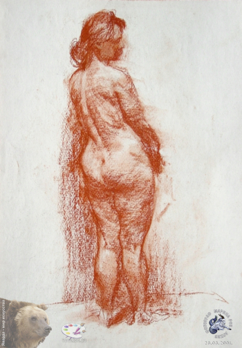 Ракутин Юрий Михайлович. Модель. Бумага, сангина. 42х30. 1985. Частное собрание.