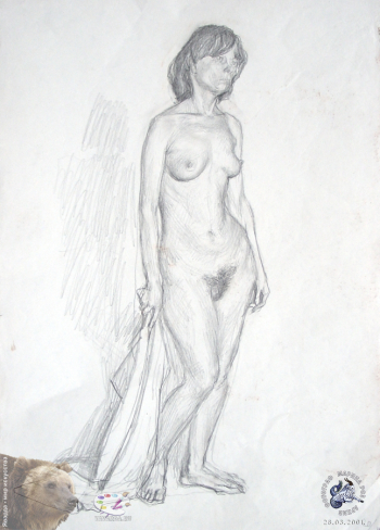 Ракутин Юрий Михайлович. Обнажённая. Бумага, карандаш. 42х30. 1983. Частное собрание.