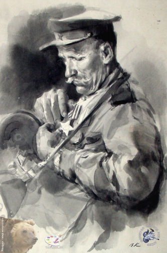 Климашин Виктор Семёнович. Первый орден. Бумага, акварель. 35х27. 1945. Студия военных художников имени М.Б.Грекова.
