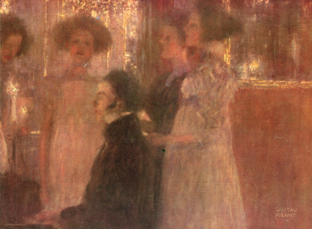 Густав Климт. Шуберт за фортепиано. Холст, масло. 39х30. 1896. Частное собрание.