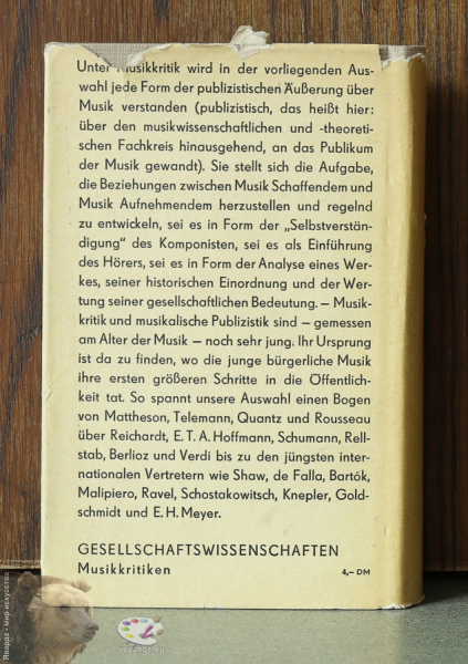Der kritische Musikus. Задняя крышка книги в суперобложке