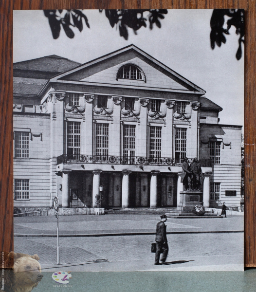 Weimar. Klassiker-Stätten im Bild. Goethes- und Schiller-Denkmal vor dem Deutschen Nationaltheater